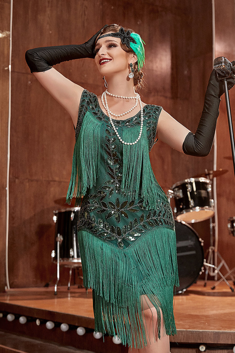 WW | Charleston Pailletten Hapsut Kleid