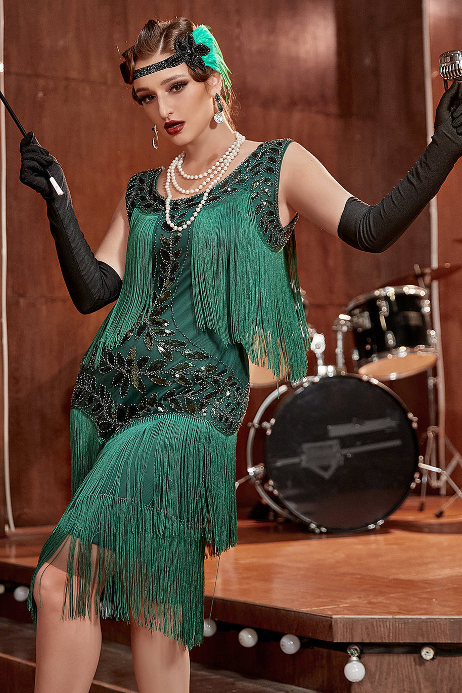 WW | Charleston Pailletten Hapsut Kleid