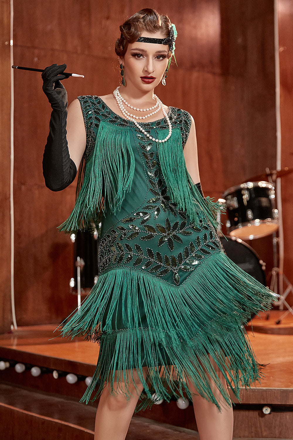 WW | Charleston Pailletten Hapsut Kleid