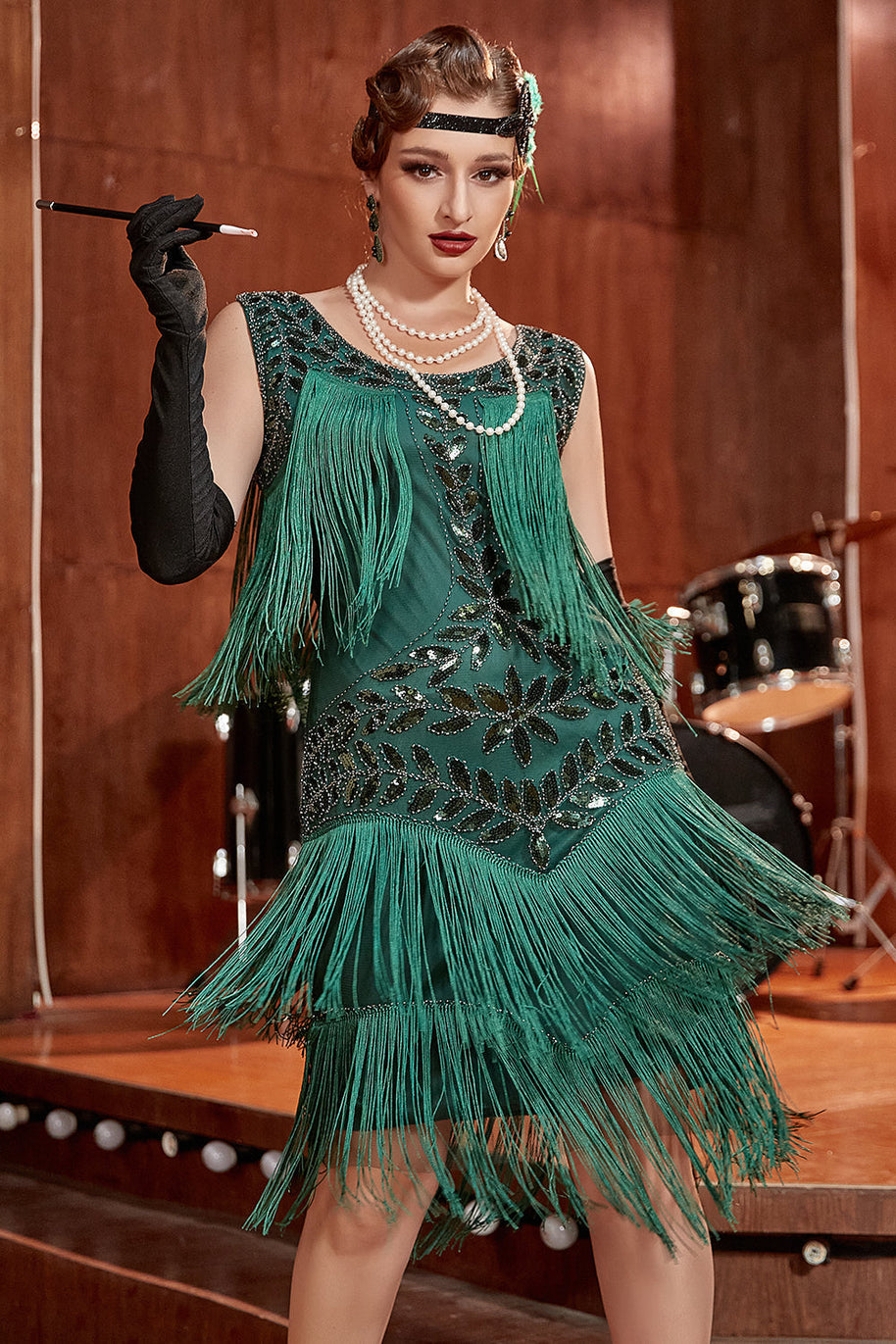 WW | Charleston Pailletten Hapsut Kleid