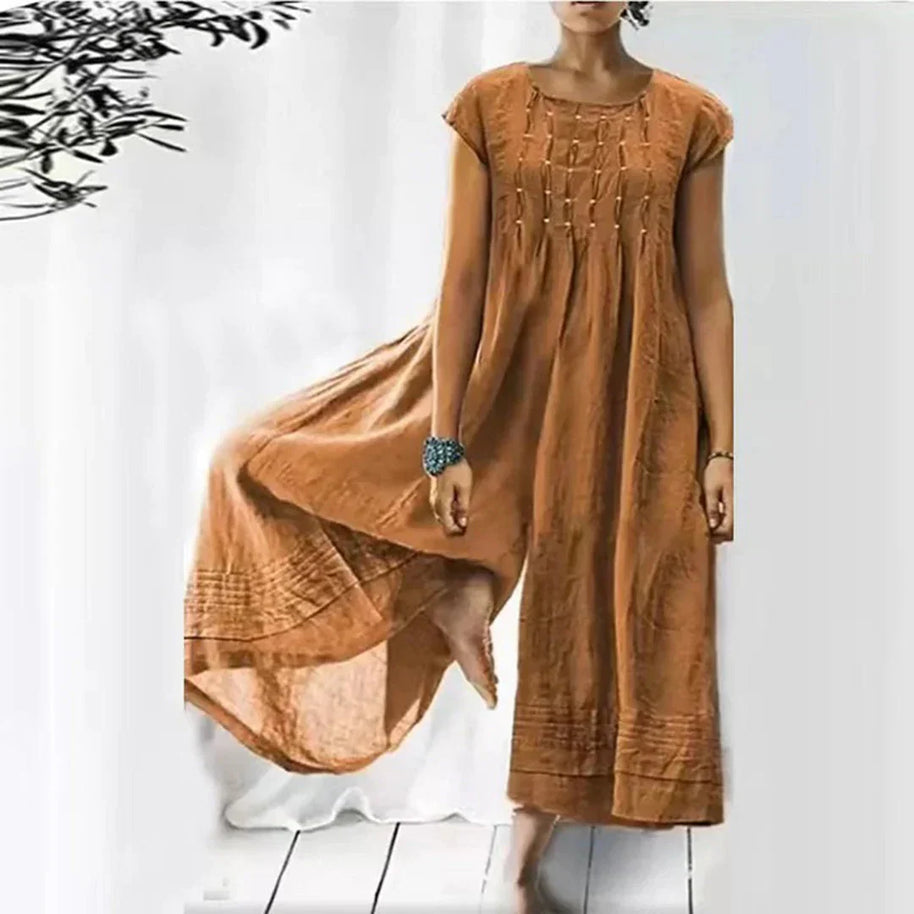WW | Atmungsaktives Baumwoll-Leinen-Kleid