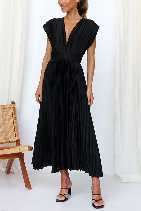 WW | Hallo Schöne Satin Plissee Midi Kleid