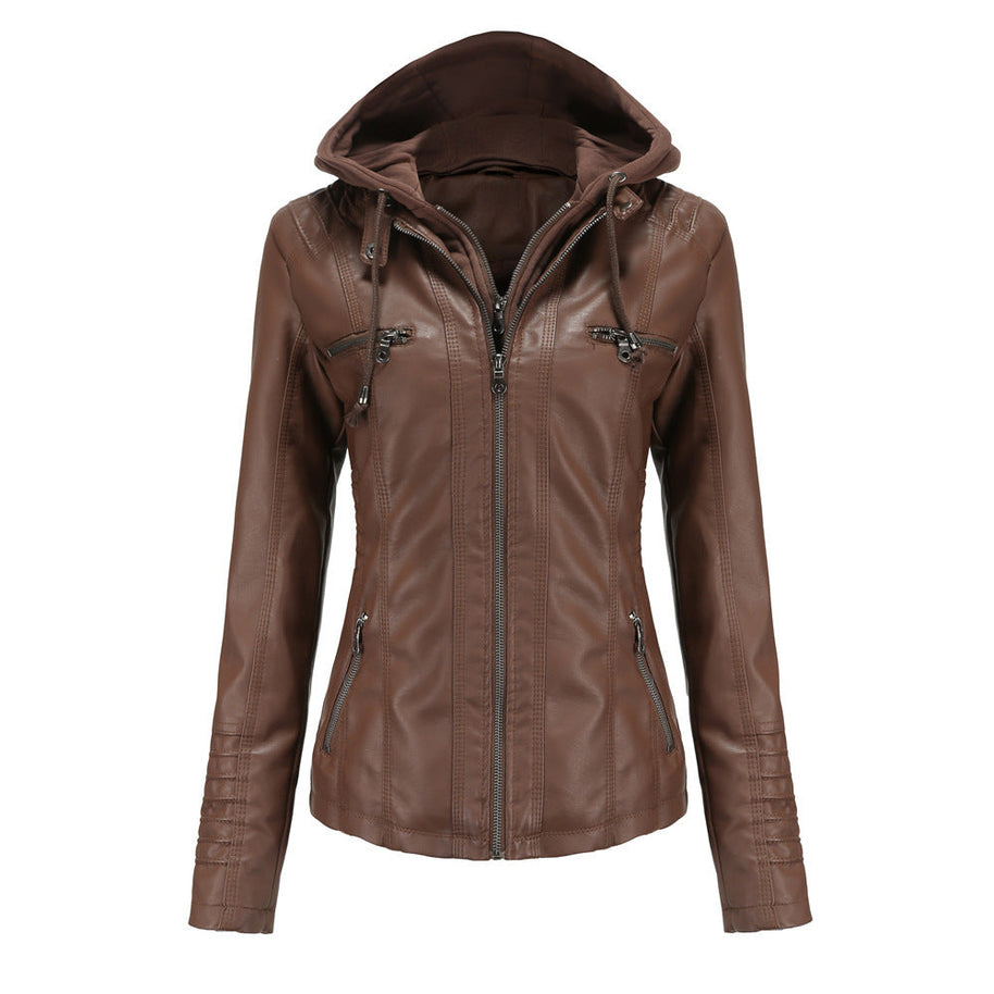 WW | Lederjacke mit Kapuze