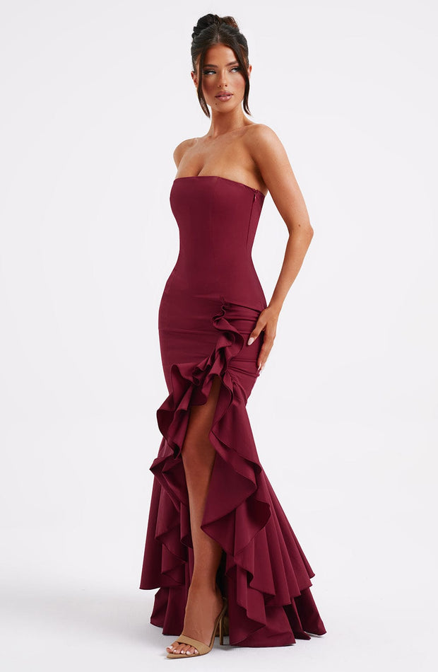 WW | Ärmelloses Maxikleid Mit Schlitz Und Rüschen Für Frauen