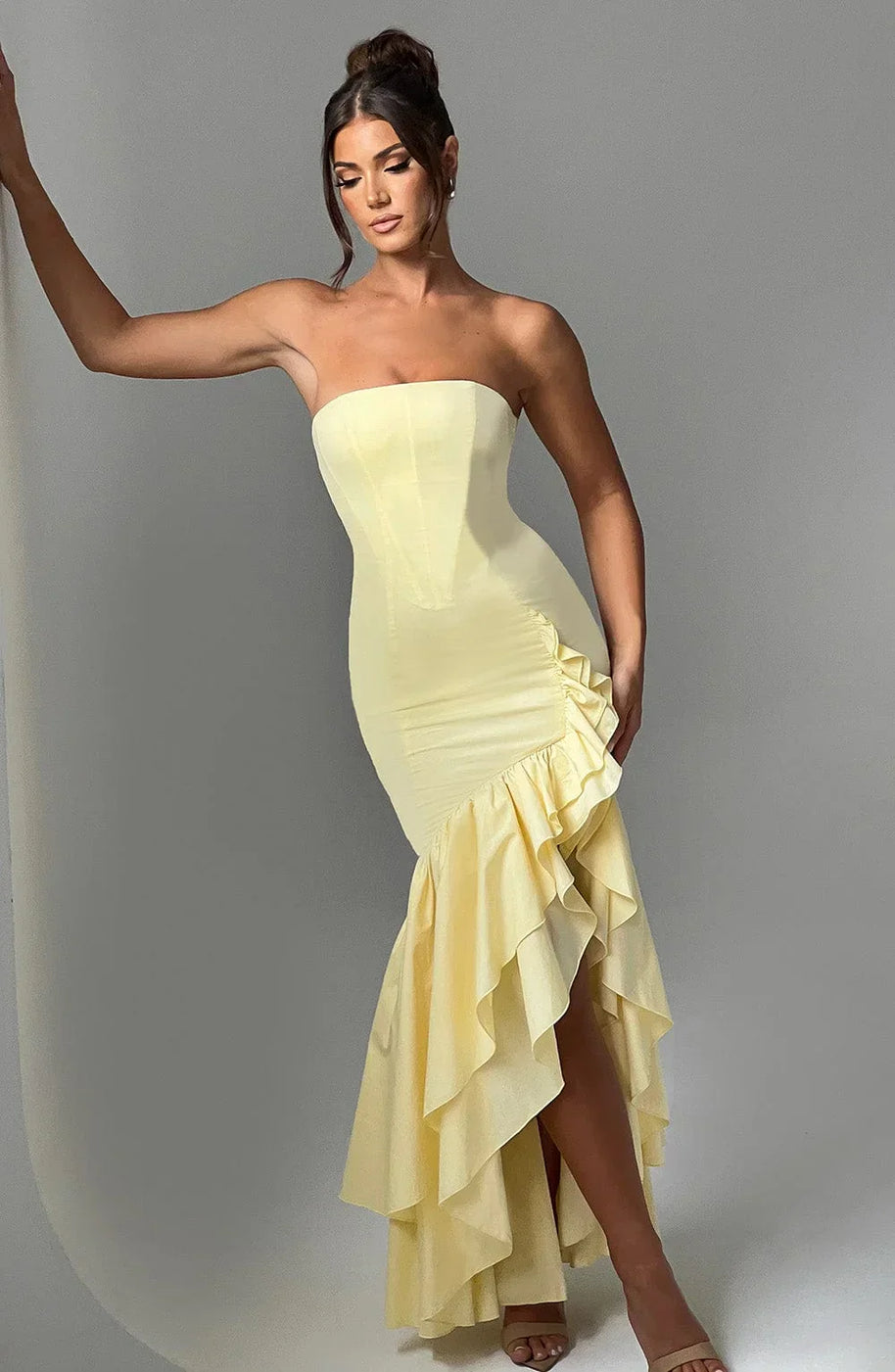 WW | Ärmelloses Maxikleid Mit Schlitz Und Rüschen Für Frauen