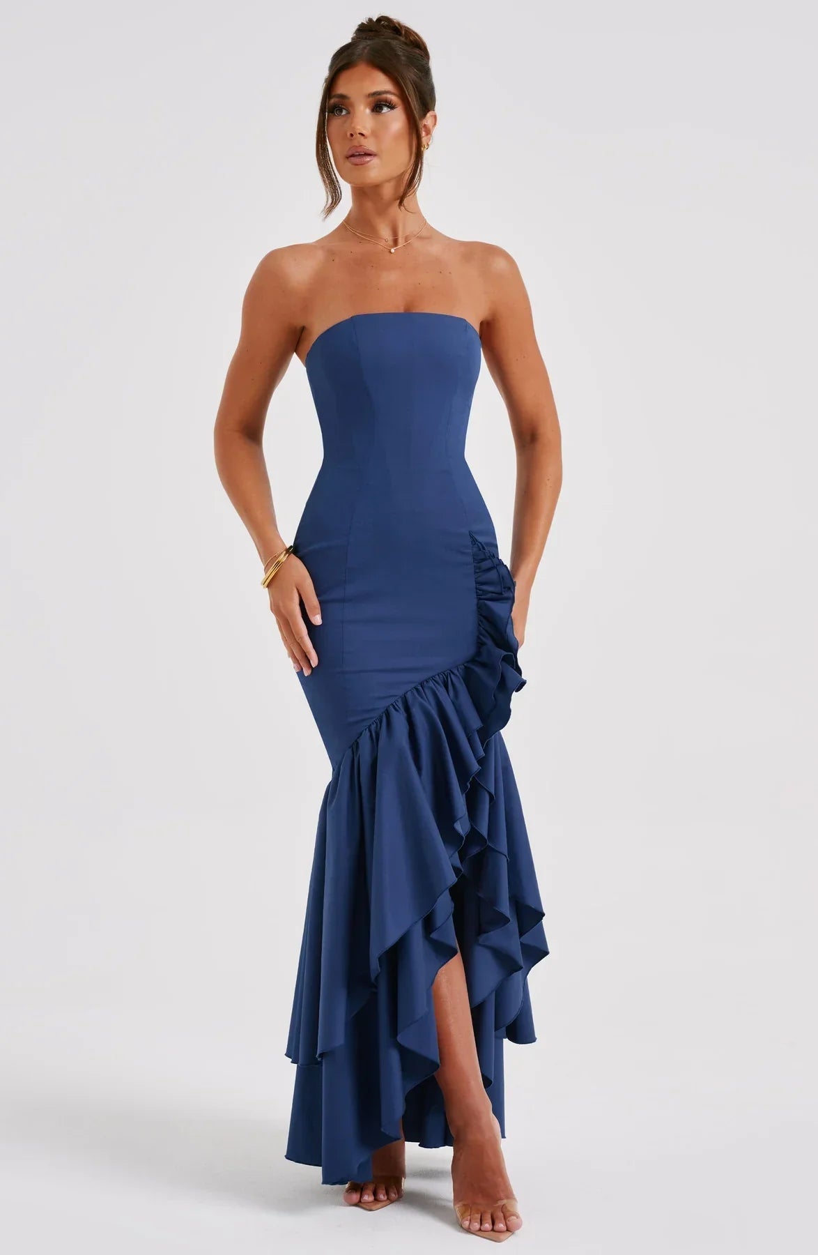WW | Ärmelloses Maxikleid Mit Schlitz Und Rüschen Für Frauen