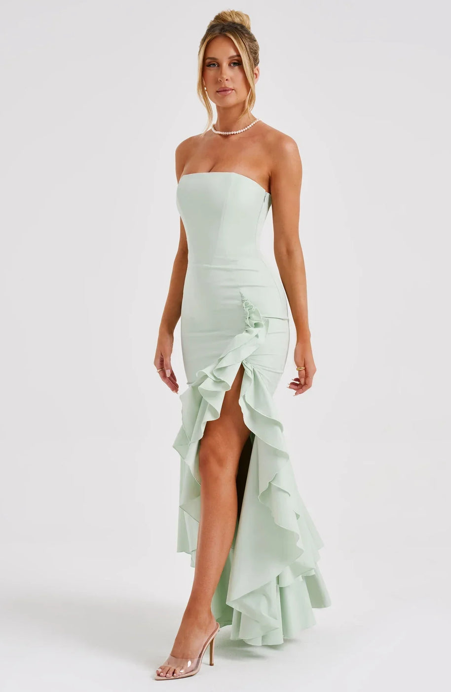 WW | Ärmelloses Maxikleid Mit Schlitz Und Rüschen Für Frauen