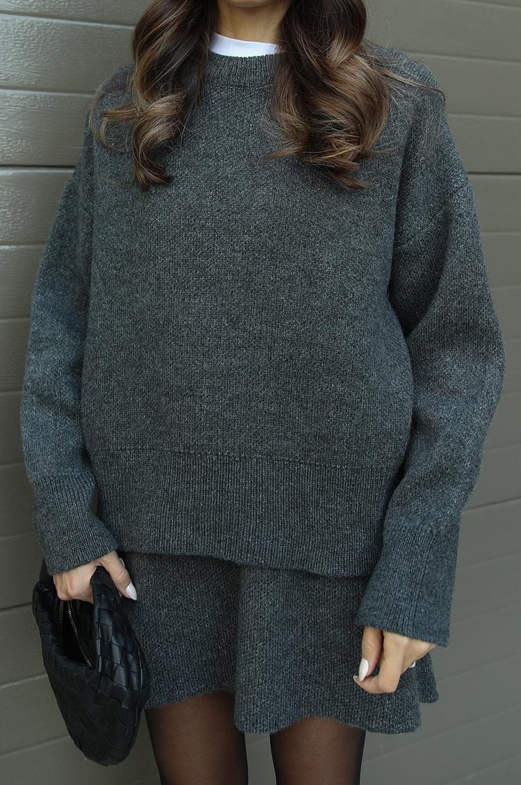 WW | teilige Strickset - Damenpullover und Rock mit lässiger Passform