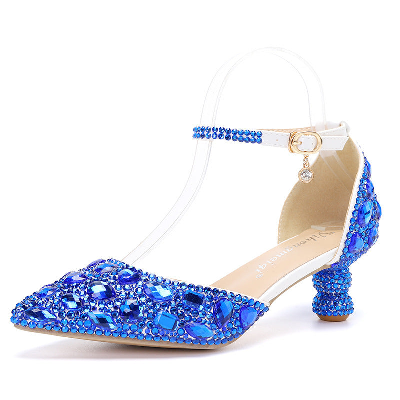 WW | Lavtil Top Sommer Neu Blau Farbe Spitz Kalebass Absatz Rhinestone Multi Farbe Mode Hochzeits Bankett Frauen Schuhe