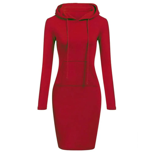 WW | Casual Herbst Sweatkleid mit Kapuze und Kordelzug für Frauen