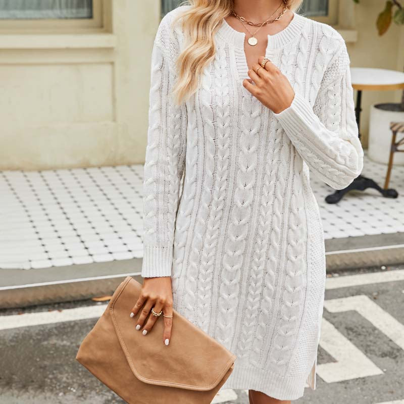 WW Kleid | Lässiges Strickkleid mit Zopfmuster