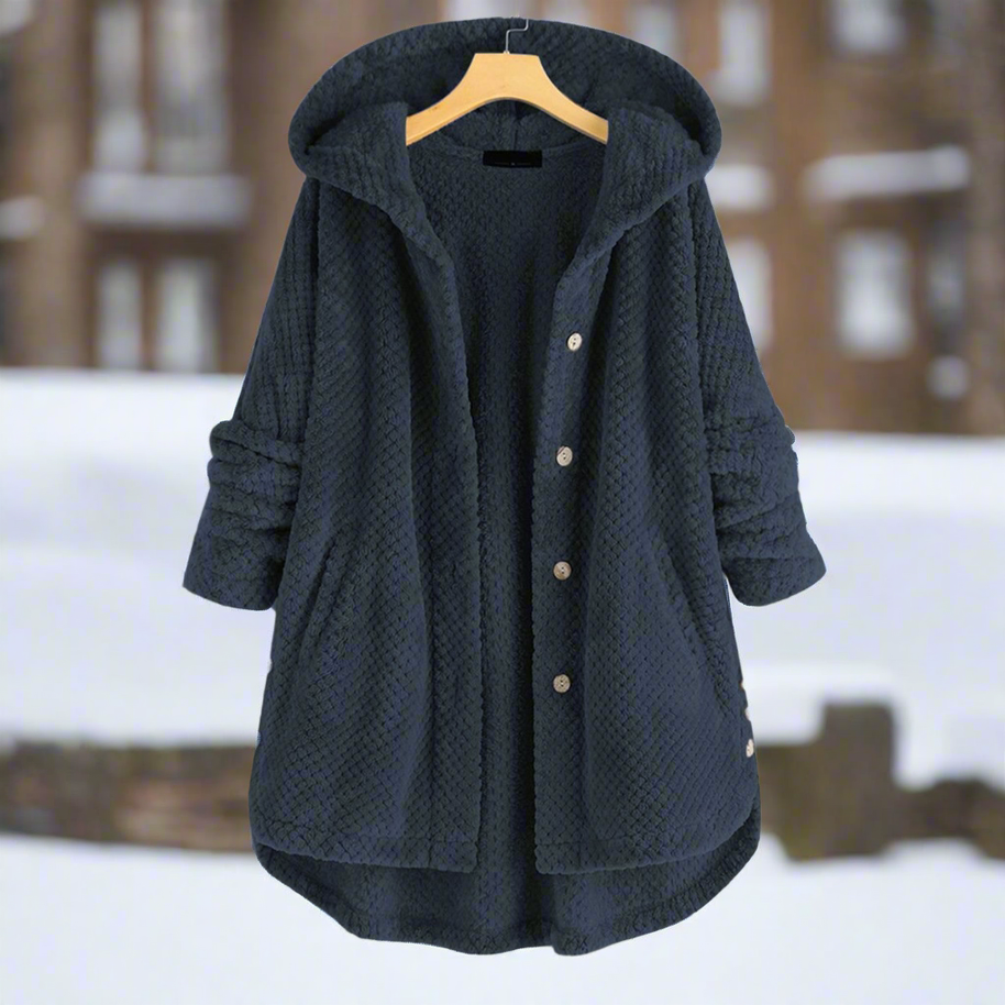 WW | Bathrobe - Textured Fleece - Long and Loose Fit - Button Closure with Pockets