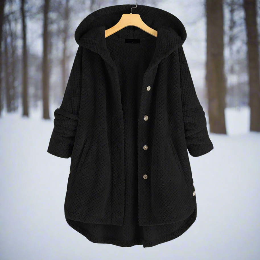 WW | Bathrobe - Textured Fleece - Long and Loose Fit - Button Closure with Pockets