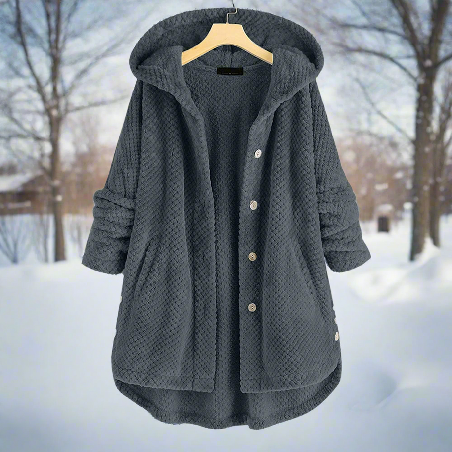 WW | Bathrobe - Textured Fleece - Long and Loose Fit - Button Closure with Pockets
