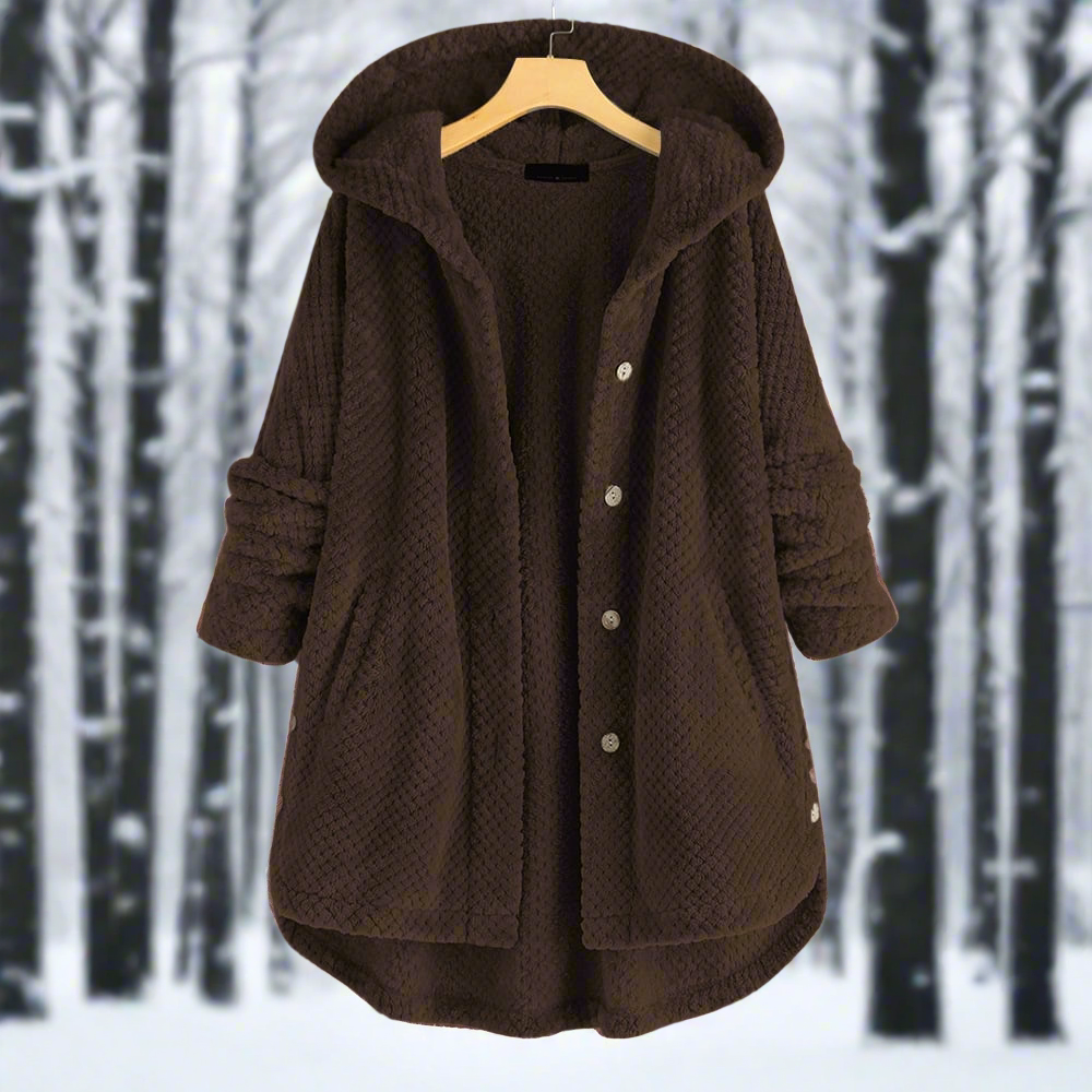 WW | Bathrobe - Textured Fleece - Long and Loose Fit - Button Closure with Pockets