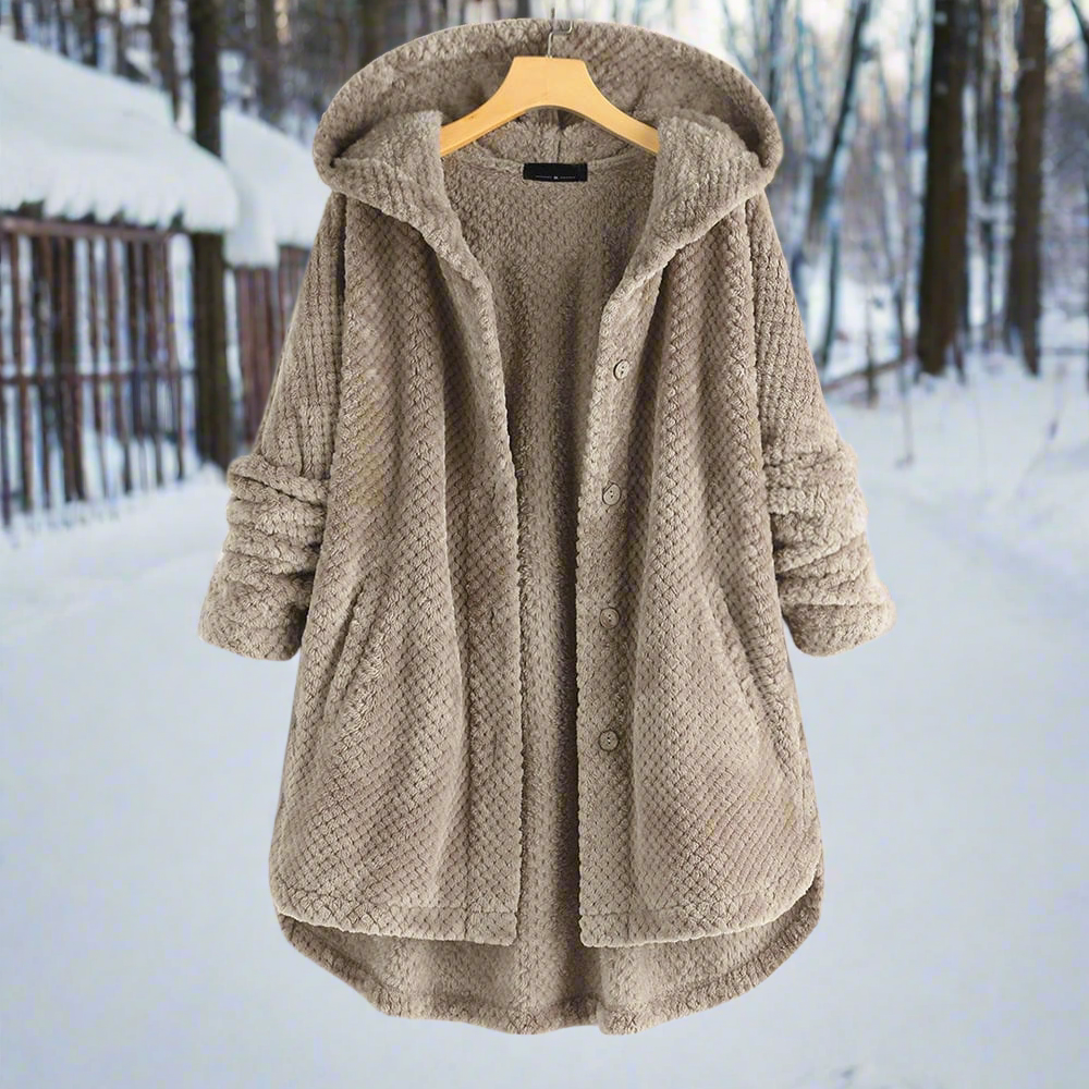 WW | Bathrobe - Textured Fleece - Long and Loose Fit - Button Closure with Pockets