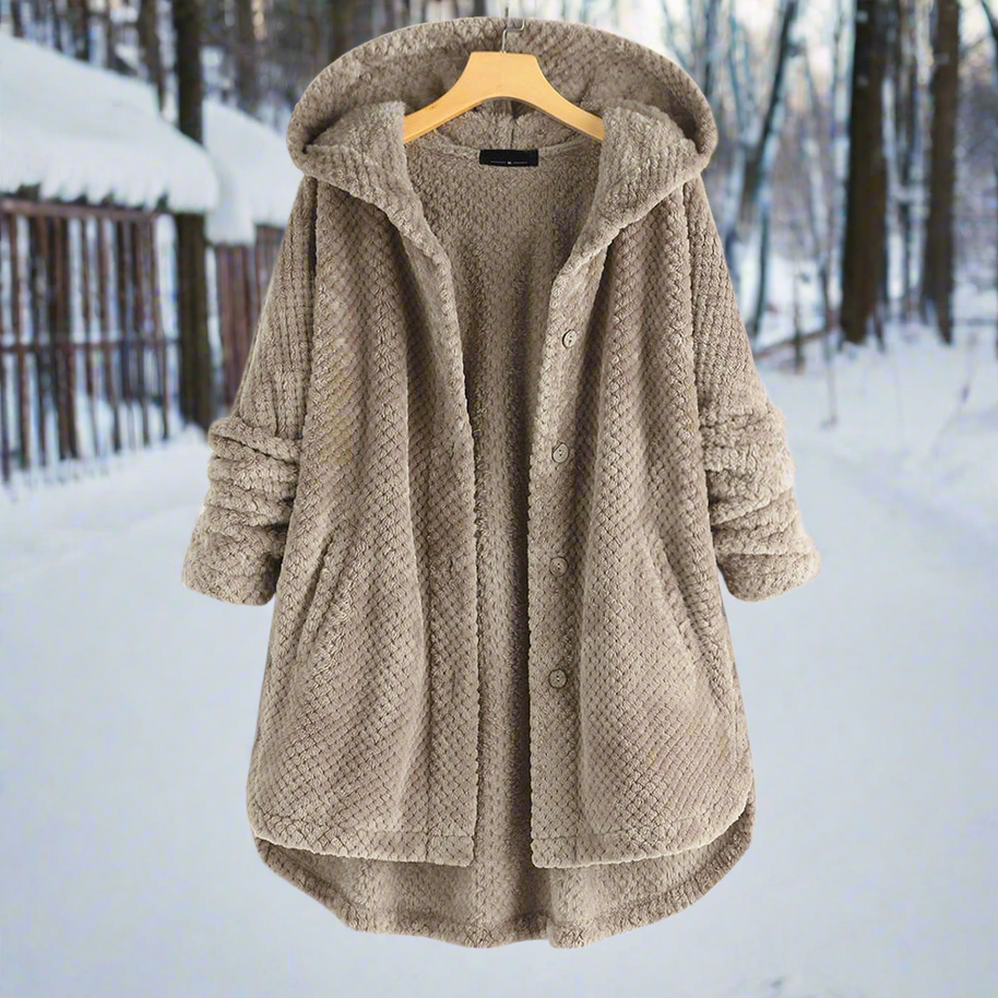 WW | Bathrobe - Textured Fleece - Long and Loose Fit - Button Closure with Pockets