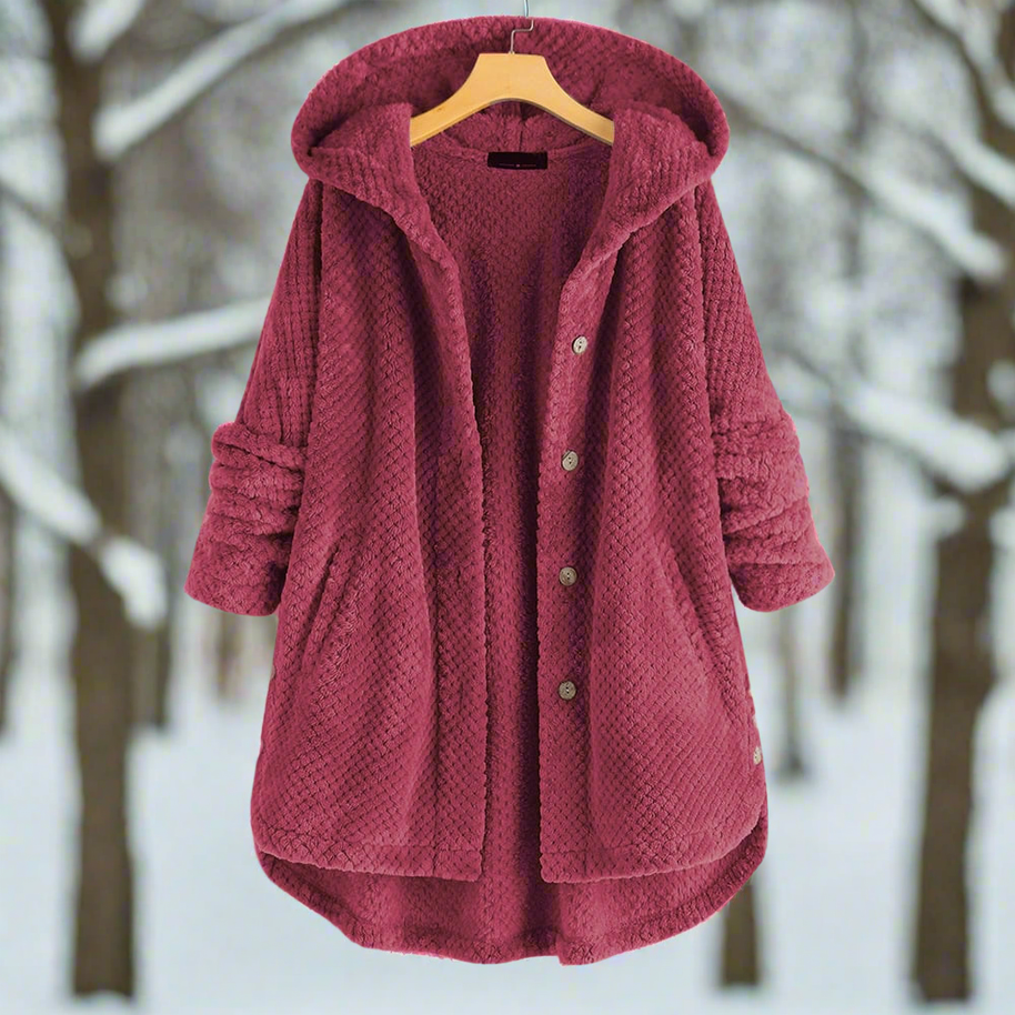 WW | Bathrobe - Textured Fleece - Long and Loose Fit - Button Closure with Pockets