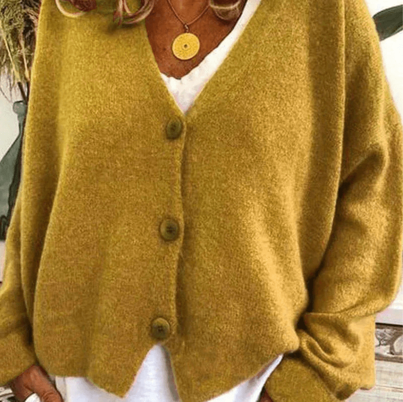 WW | Bequemer V-Ausschnitt Strickjacke Damen Pullover Strickweste Weicher Stoff