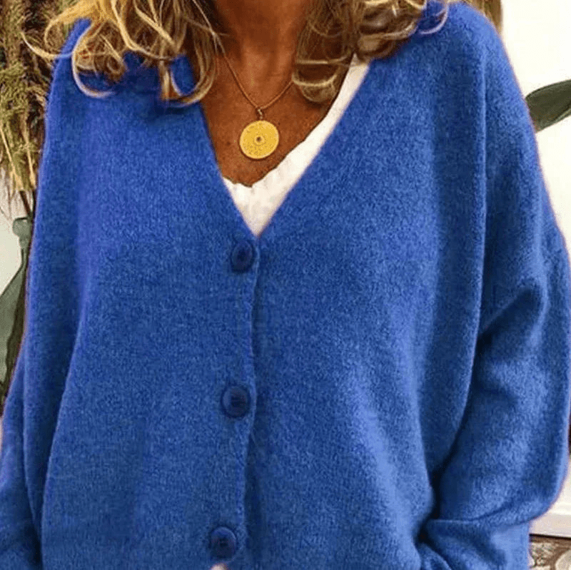 WW | Bequemer V-Ausschnitt Strickjacke Damen Pullover Strickweste Weicher Stoff