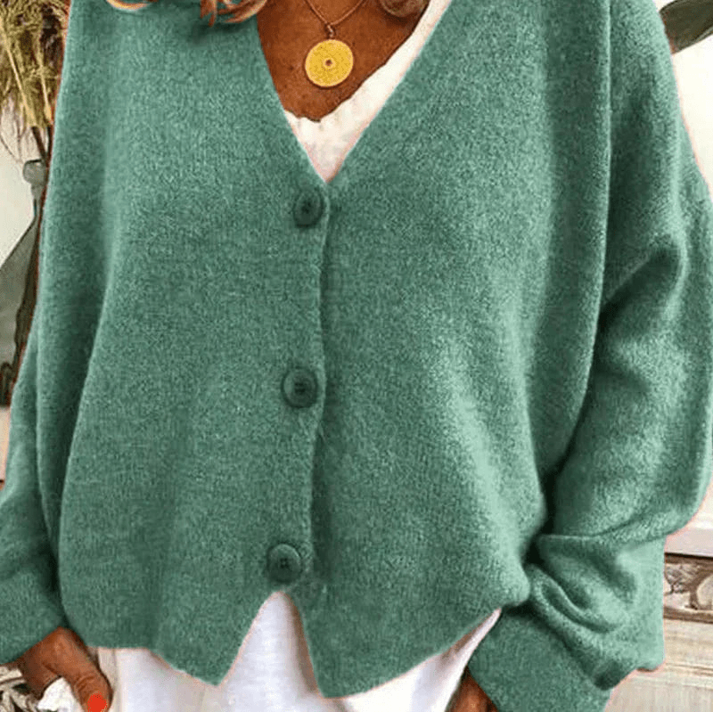 WW | Bequemer V-Ausschnitt Strickjacke Damen Pullover Strickweste Weicher Stoff