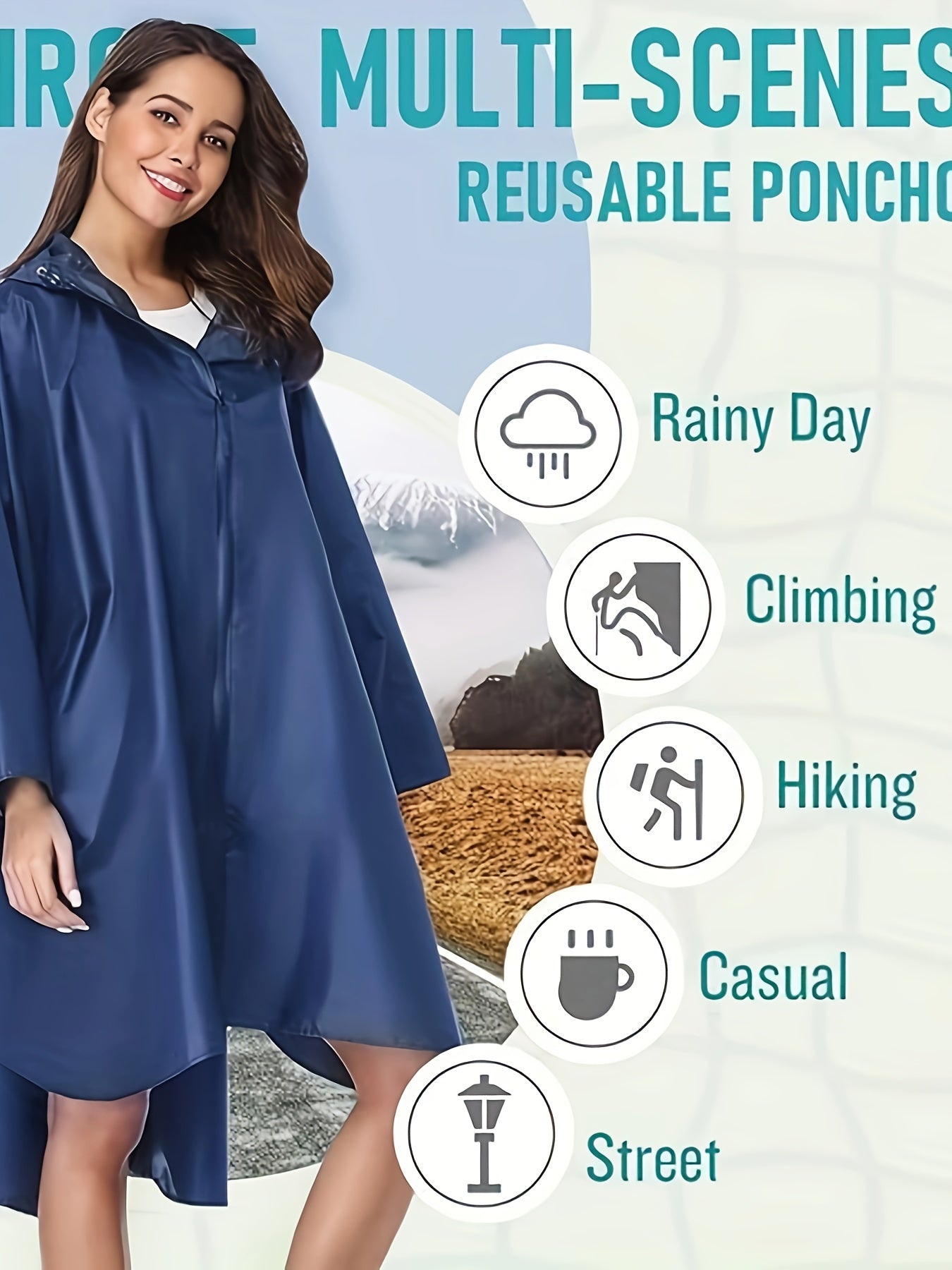 WW | Wasserdichter Regenponcho Mit Kapuze