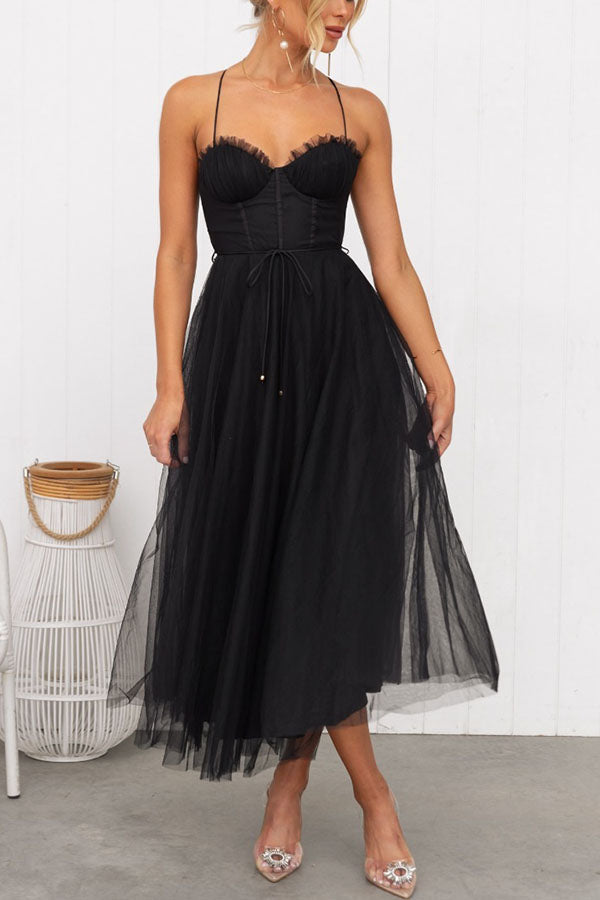 WW | Maxi Kleid Elegantes Fließendes Design V-Ausschnitt Ärmellos Leichtes Gewebe
