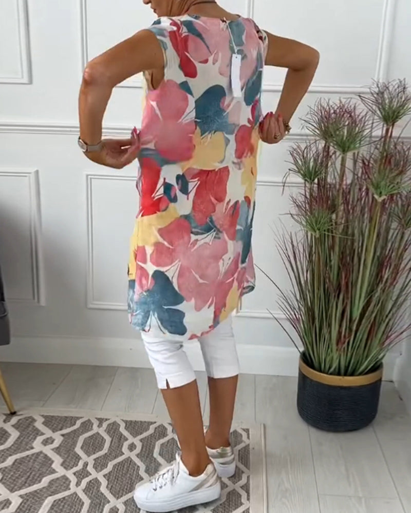 WW | Lässiges Longtop mit Farbenfrohem Blumenprint