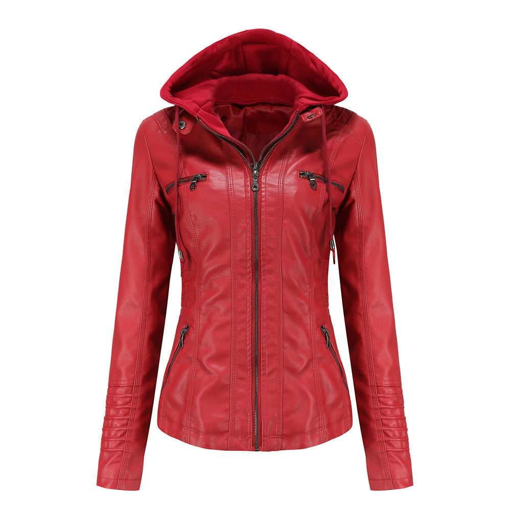 WW | Lederjacke mit Kapuze