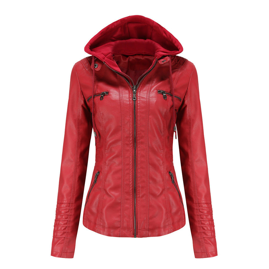 WW | Lederjacke mit Kapuze