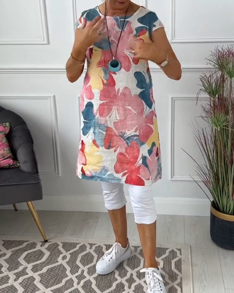 WW | Lässiges Longtop mit Farbenfrohem Blumenprint