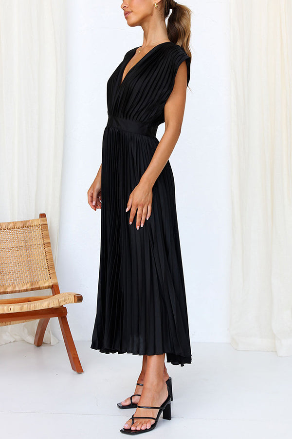 WW | Hallo Schöne Satin Plissee Midi Kleid
