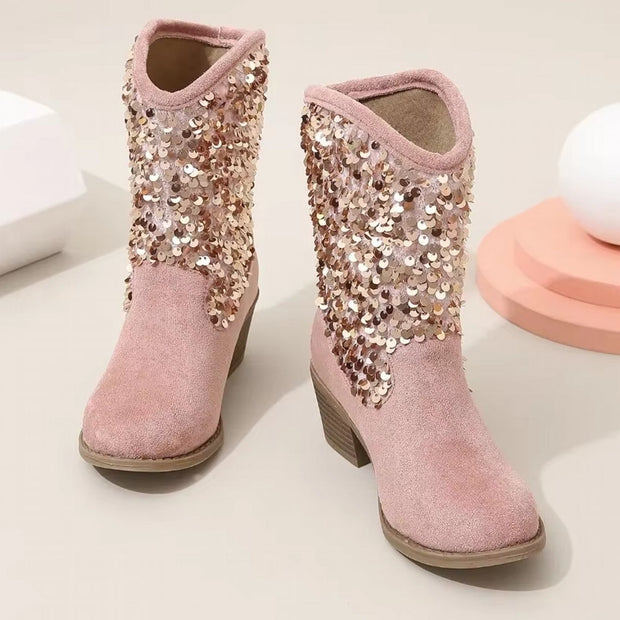 WW | Mode Kinder Mädchen Chelsea Schuhe Glitzer Dicke Absätze