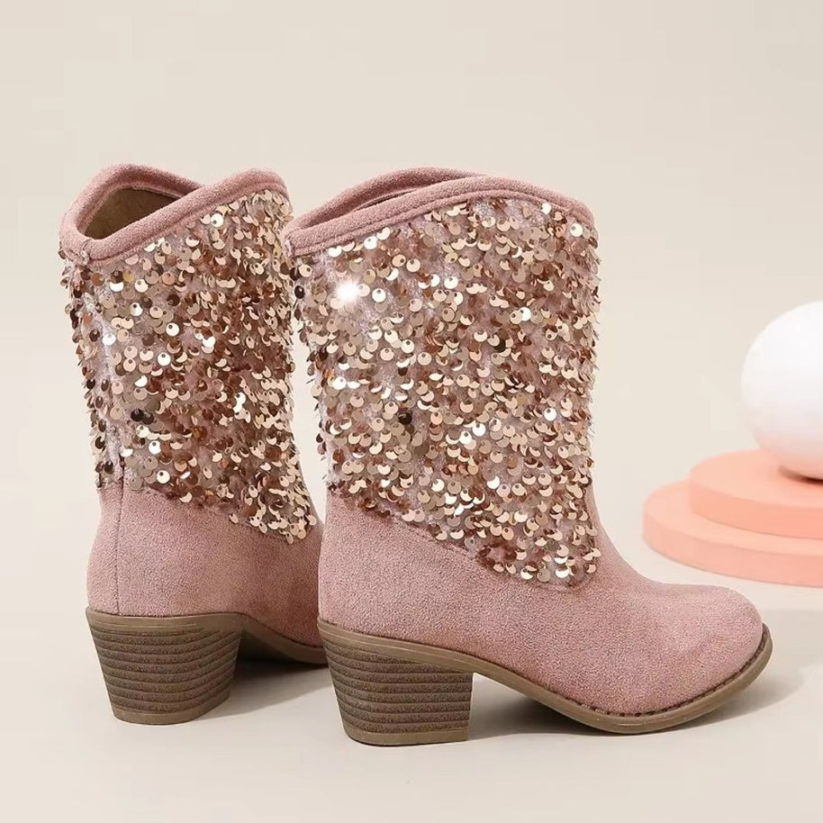 WW | Mode Kinder Mädchen Chelsea Schuhe Glitzer Dicke Absätze