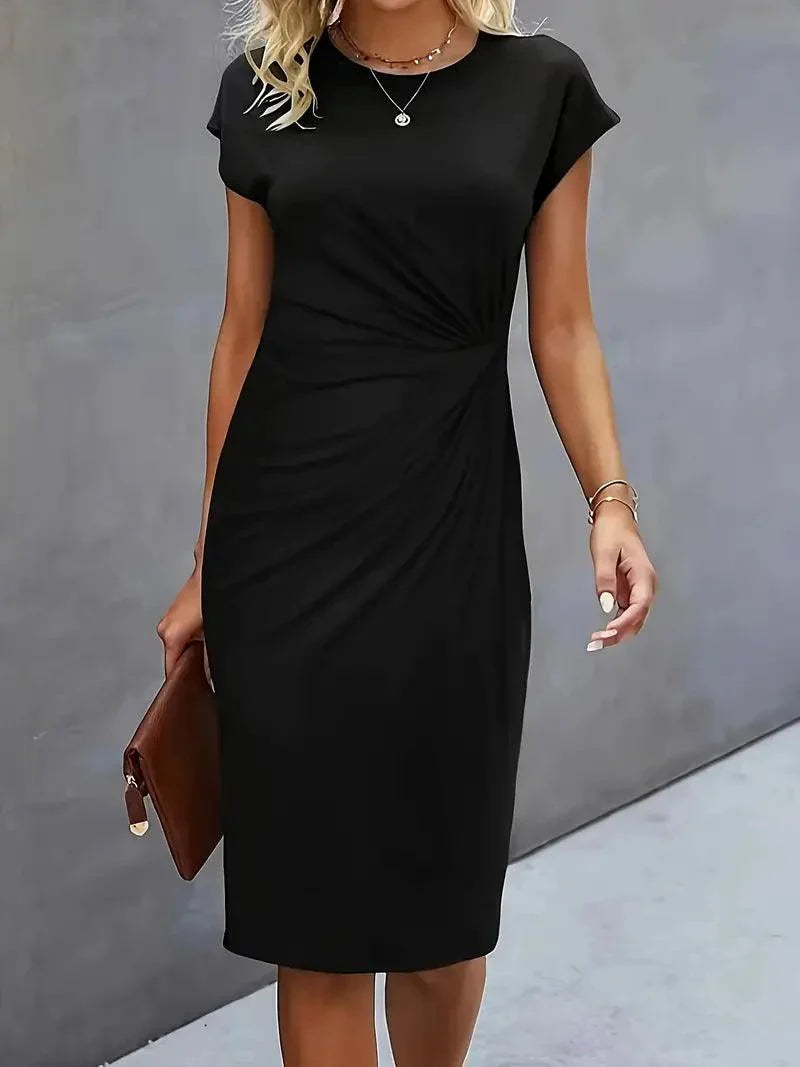 WW | Stilvolles Schmales Kleid Mit Rundhalsausschnitt