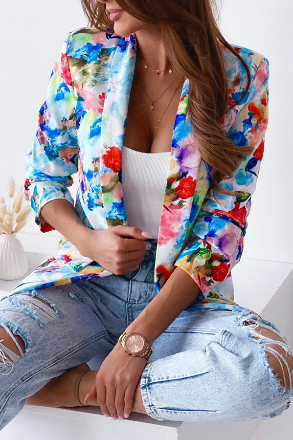 WW | Freie und Echte Florale Revers Freizeitanzug Blazer