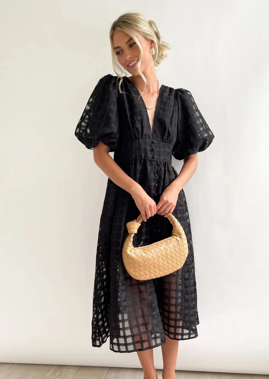WW | Midikleid mit Puffärmeln