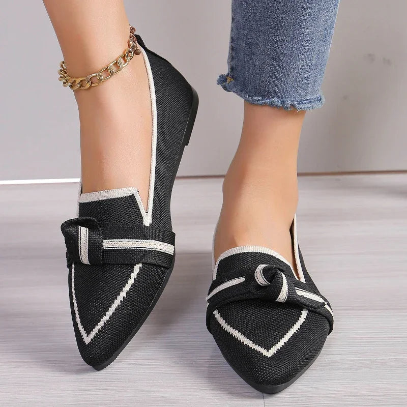 WW | Schicke Flache Schuhe mit Spitze und Schleifendetail
