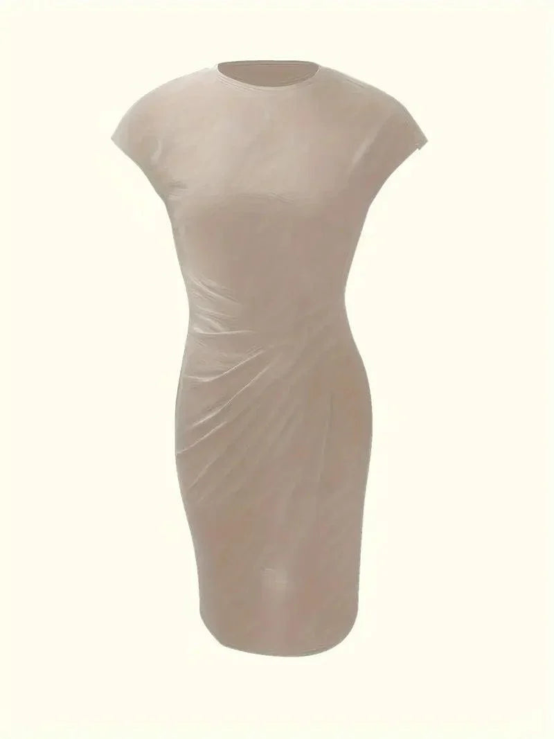 WW | Stilvolles Schmales Kleid Mit Rundhalsausschnitt