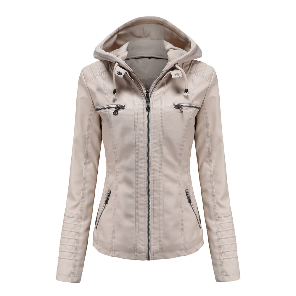 WW | Lederjacke mit Kapuze