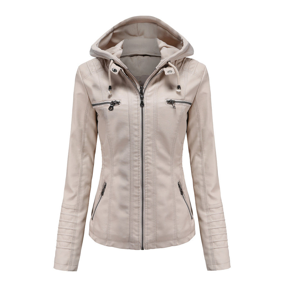 WW | Lederjacke mit Kapuze