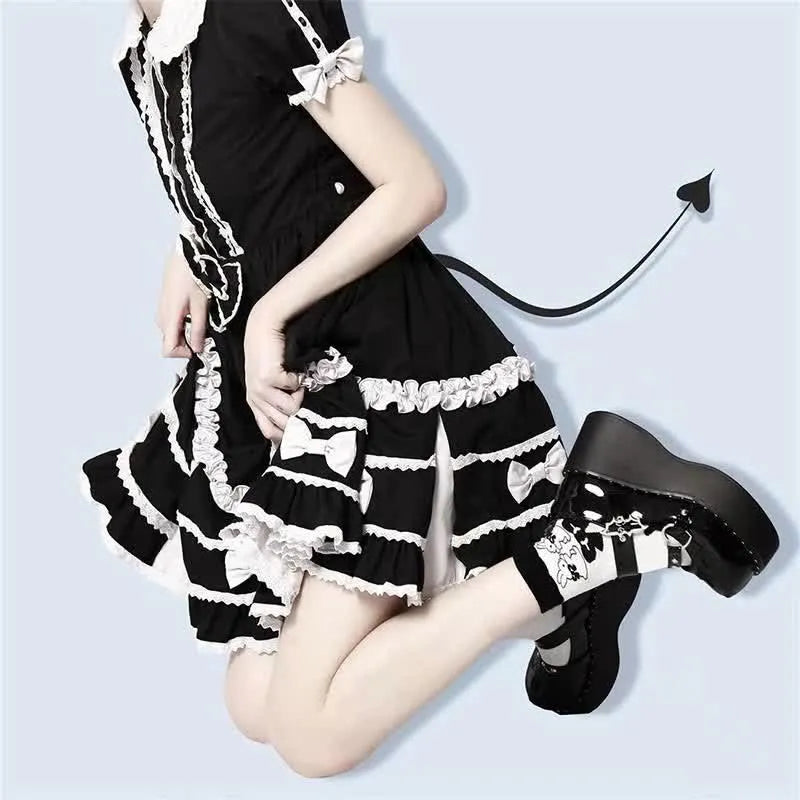 WW | Goth Fledermaus Liebe Herz Schnalle Plattform Lolita Mary Janes Schuhe