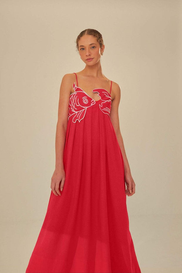 WW | Besticktes Maxi Slip Kleid