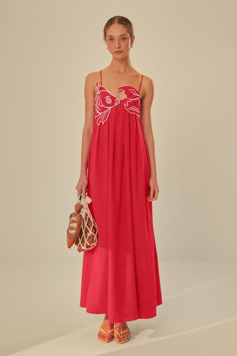 WW | Besticktes Maxi Slip Kleid