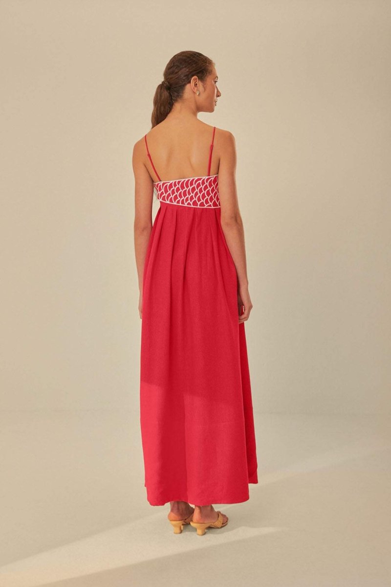 WW | Besticktes Maxi Slip Kleid