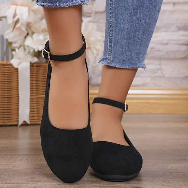 WW | Klassische Einfarbige Ballerinas Mit Riemchen