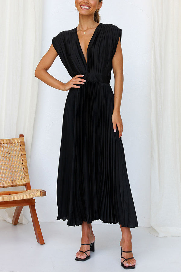 WW | Hallo Schöne Satin Plissee Midi Kleid