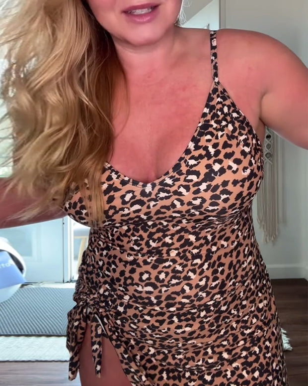 WW | Badeanzug, modisches Leopardenmuster, schmal in einem Stück