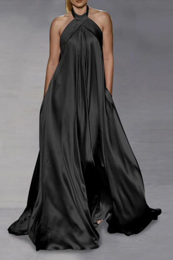 WW | Bijou Satin Halterneck Abend Fest Maxi Kleid