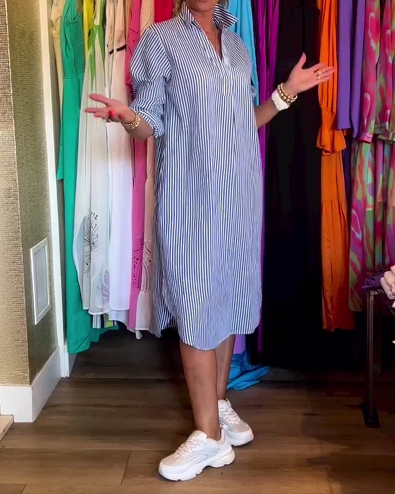WW | Gestreiftes Hemdkleid In Lässiger Passform